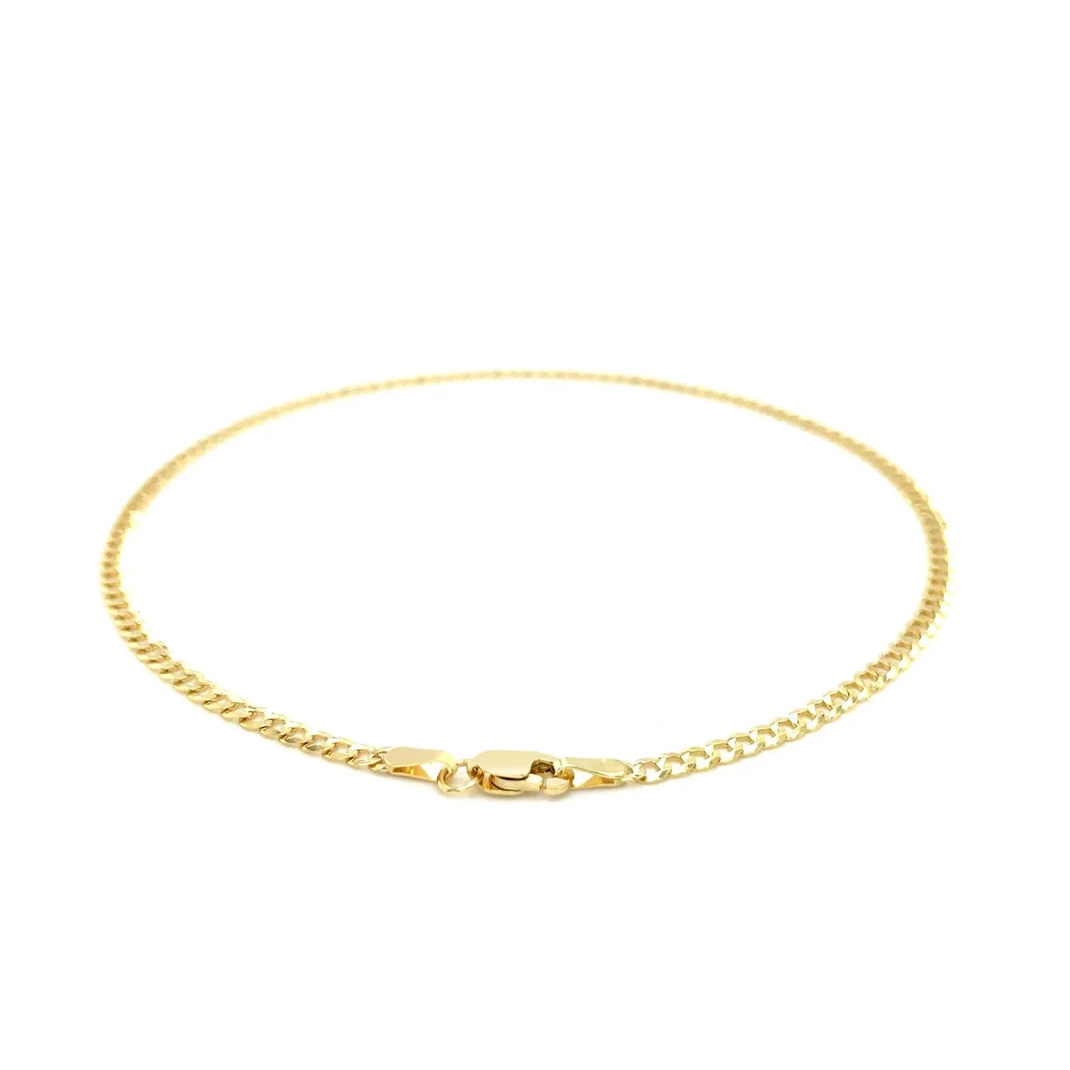 2.5mm 14k Yellow Gold Curb Link Anklet - Peelerie