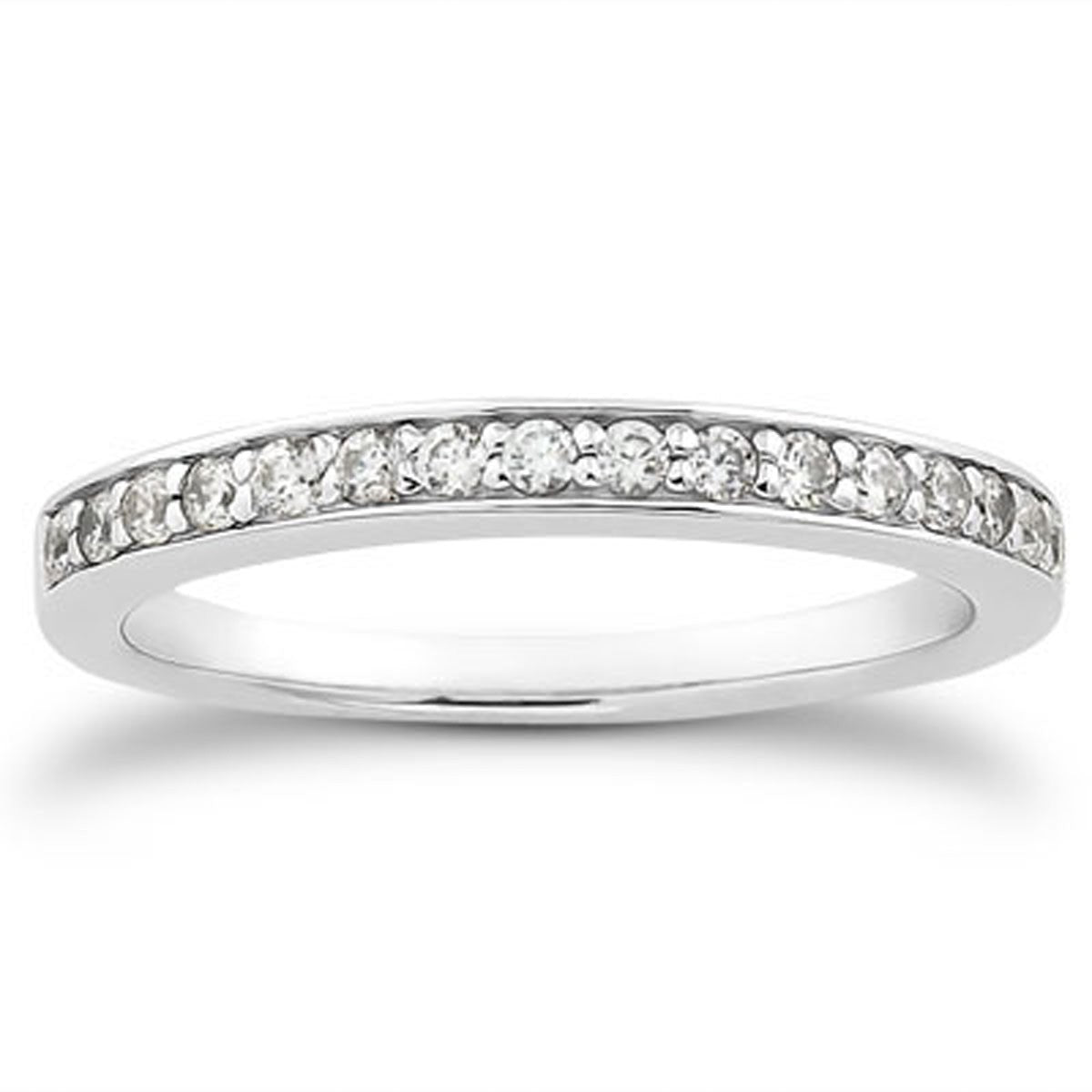 14k White Gold Pave Diamond Wedding Ring Band Set 1/2 Around in a sleek high-contrast midnight luxury editorial style