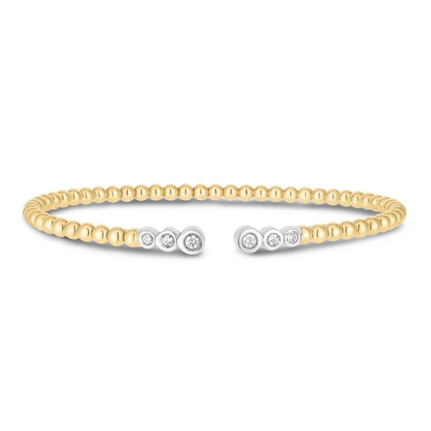 14k two-tone gold bangle set with diamonds