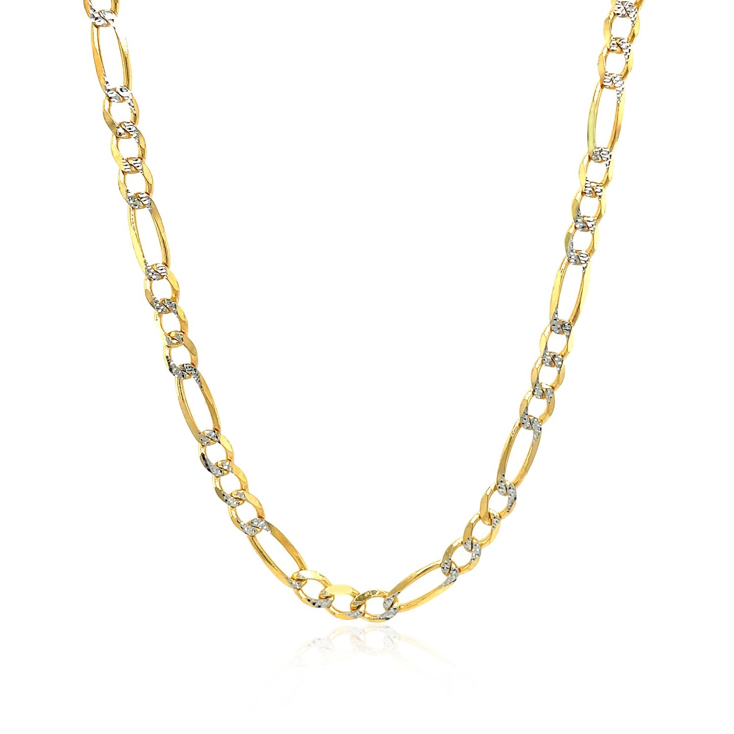 14K Yellow Gold Solid Pave Figaro Chain (3.80 mm) in a sleek high-contrast midnight luxury editorial style
