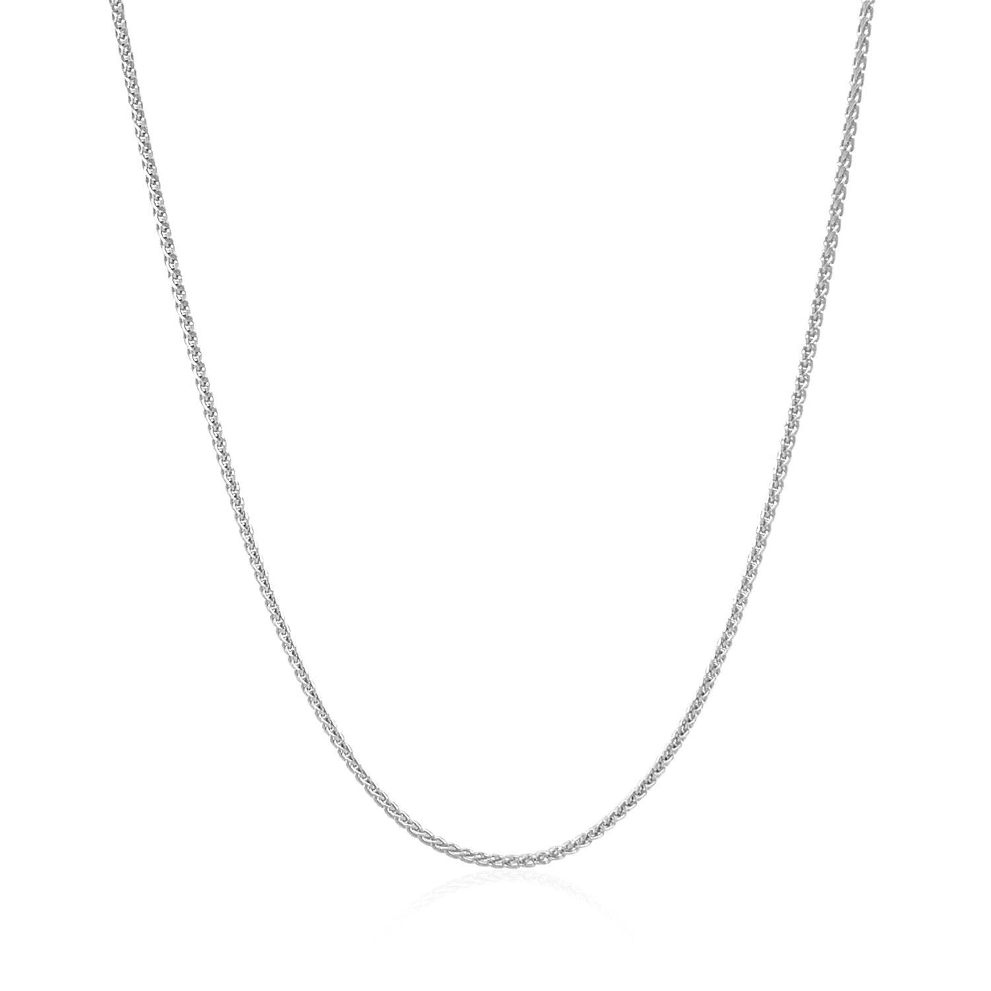 14k White Gold Round Wheat Chain (1.00 mm) in a sleek high-contrast midnight luxury editorial style