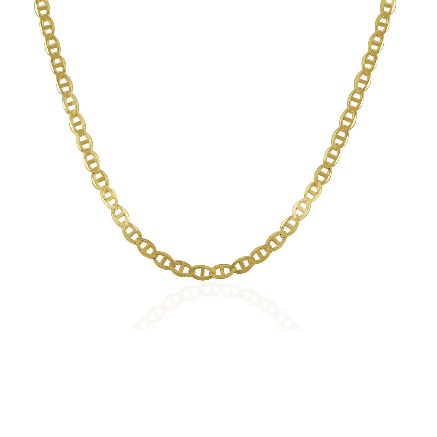 14k Yellow Gold Mariner Link Chain (3.20 mm) in a sleek high-contrast midnight luxury editorial style