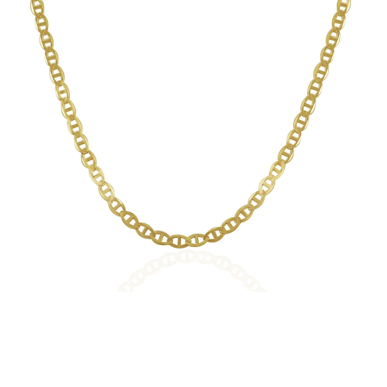 14k Yellow Gold Mariner Link Chain (3.20 mm) in a sleek high-contrast midnight luxury editorial style
