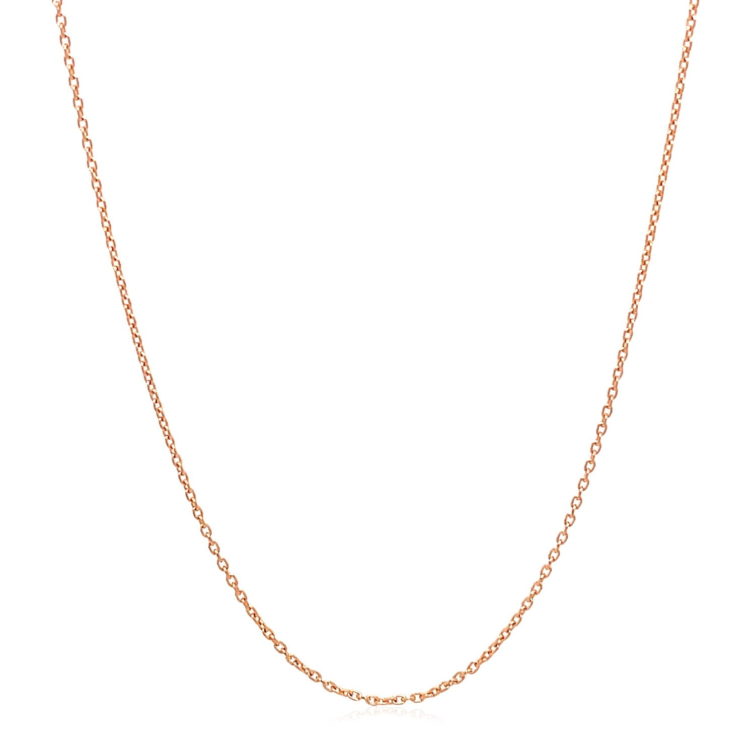 14k Rose Gold Oval Cable Link Chain (0.97 mm) in a sleek high-contrast midnight luxury editorial style
