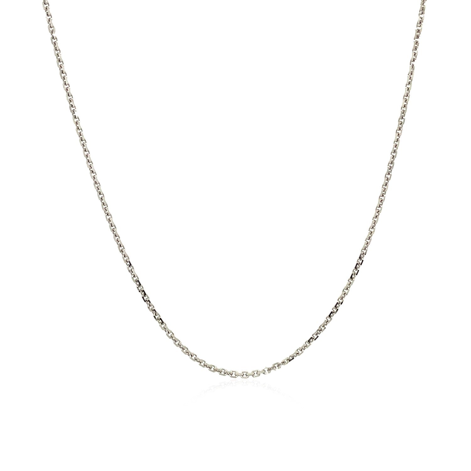 10k White Gold Adjustable Cable Chain (1.10 mm) in a sleek high-contrast midnight luxury editorial style