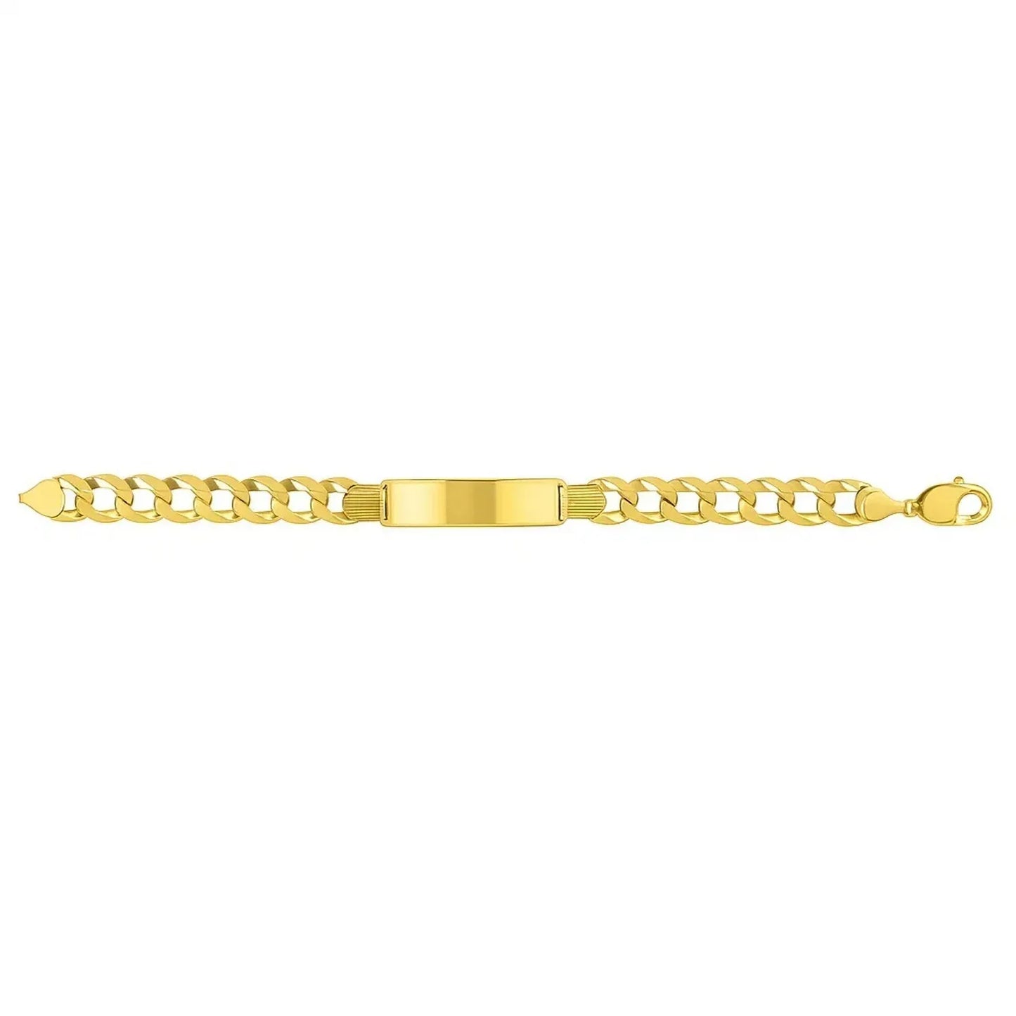 14k Yellow Gold 8 1/2 inch Mens Wide Curb Chain ID Bracelet (10.00 mm) - Peelerie