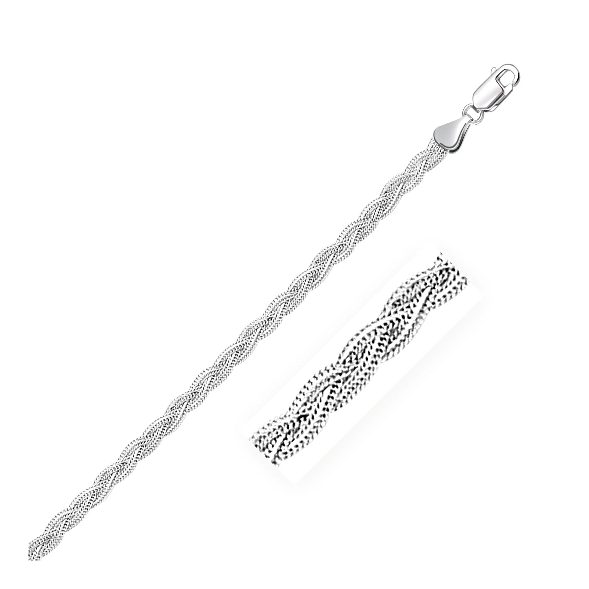 3.5mm 14k White Braided Foxtail Anklet - Peelerie