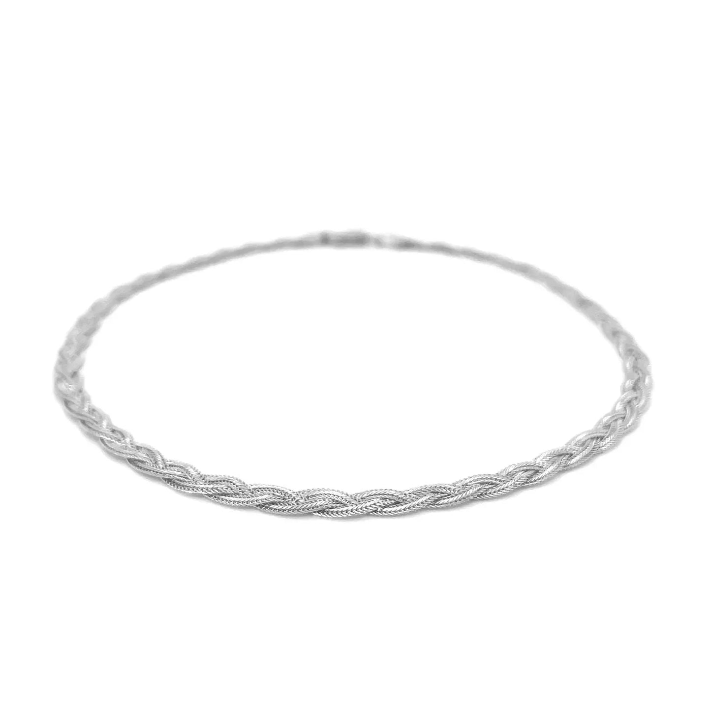 3.5mm 14k White Braided Foxtail Anklet - Peelerie