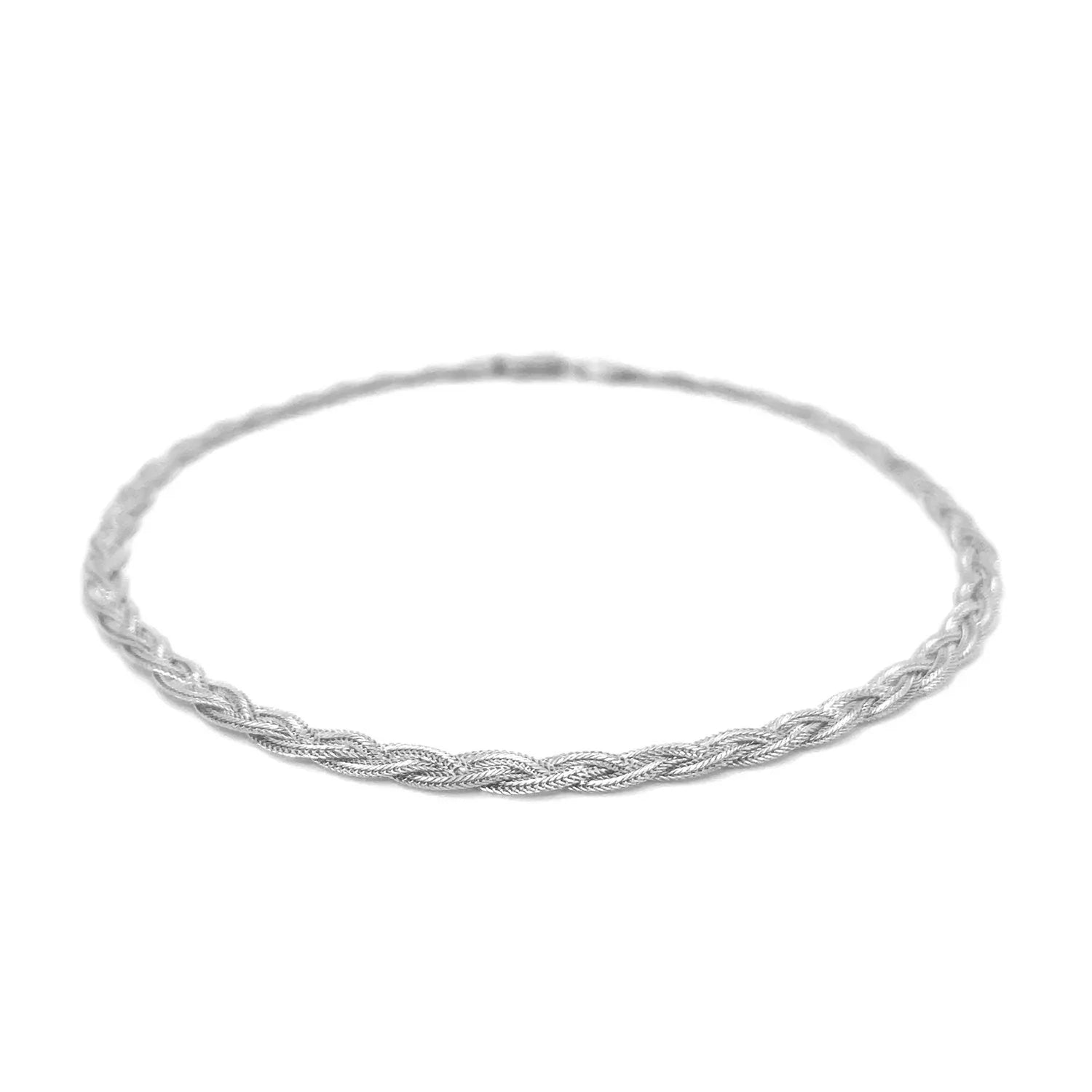 3.5mm 14k White Braided Foxtail Anklet - Peelerie