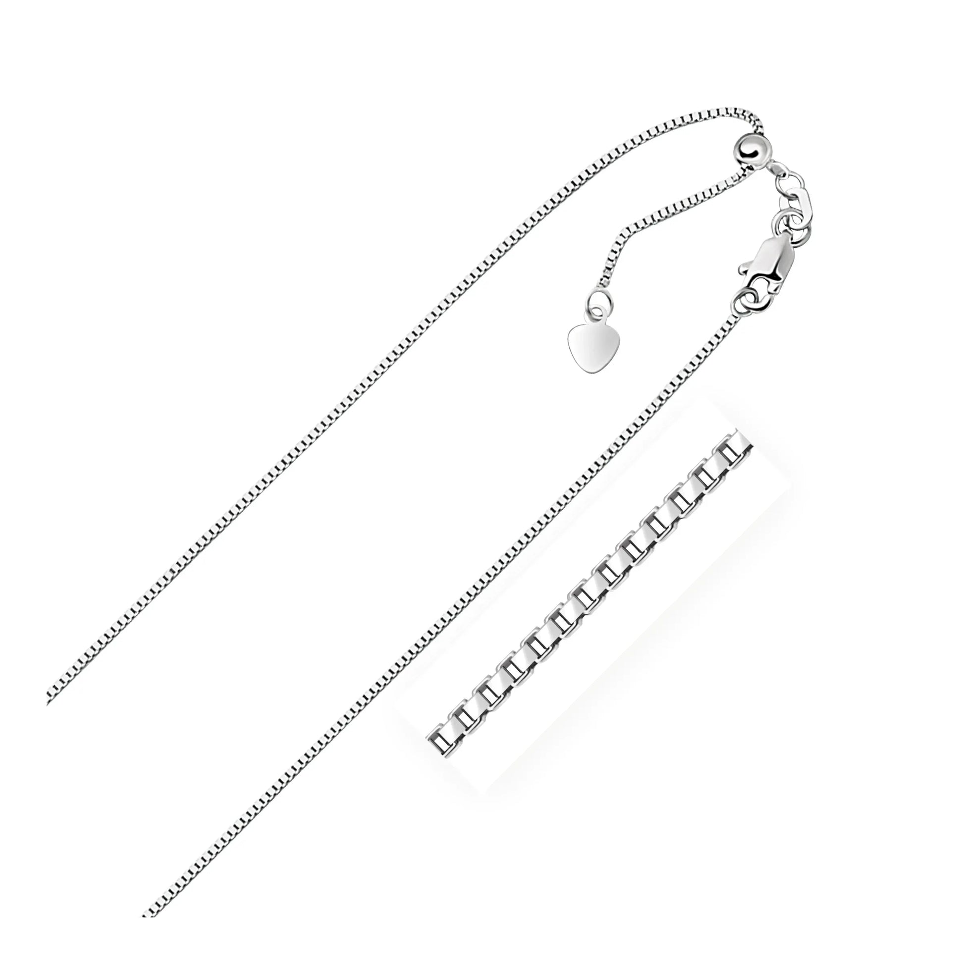 14k White Gold Adjustable Box Chain (0.85 mm) - Peelerie