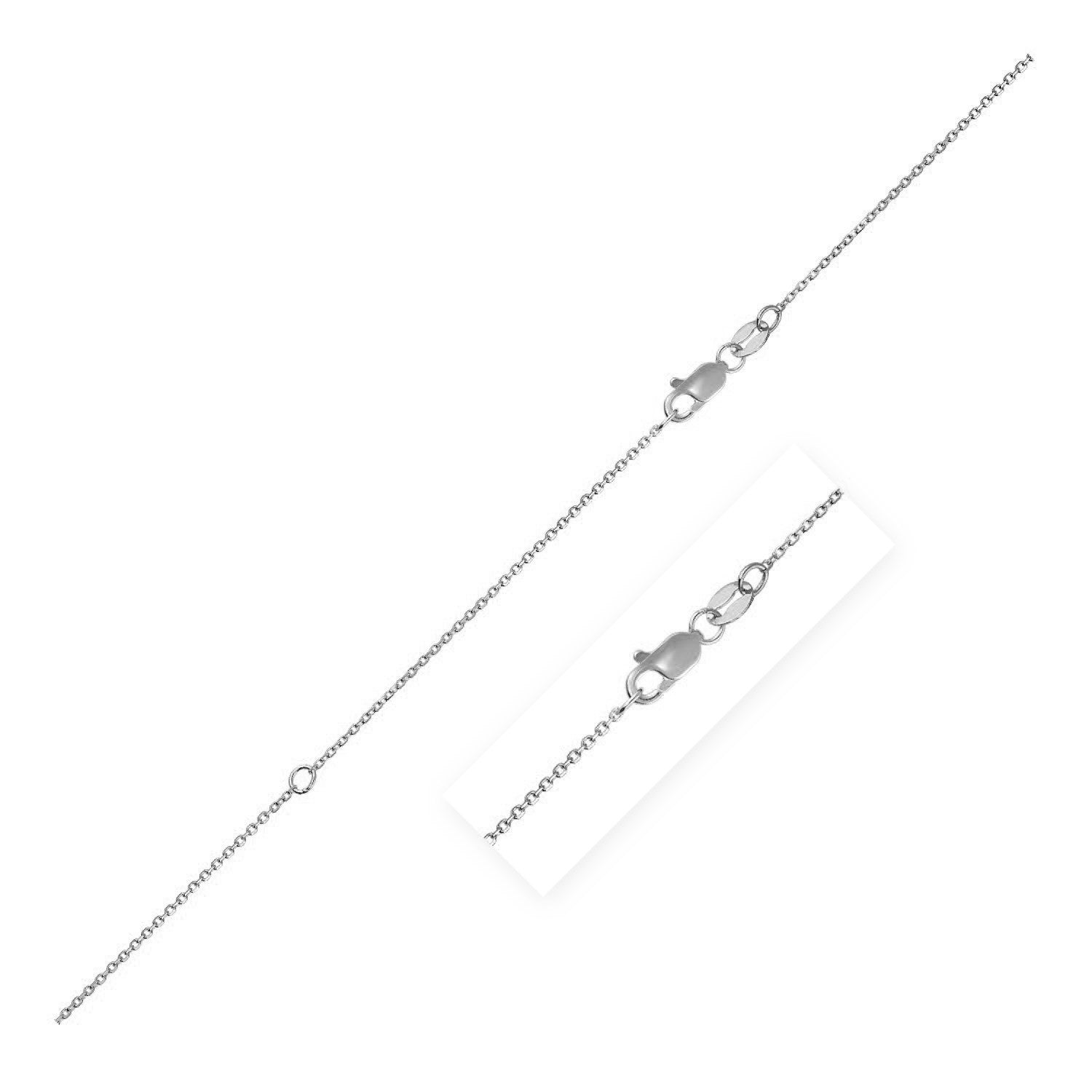 Extendable Cable Chain in 10k White Gold (0.87 mm) in a sleek high-contrast midnight luxury editorial style