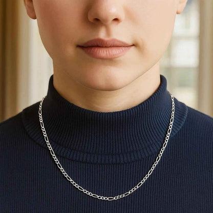 14k White Gold Solid Figaro Chain (1.90 mm)