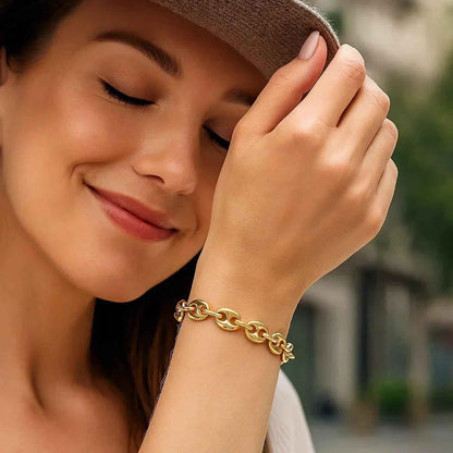 14k Yellow Gold Puffed Mariner Link Bracelet (6.80 mm)