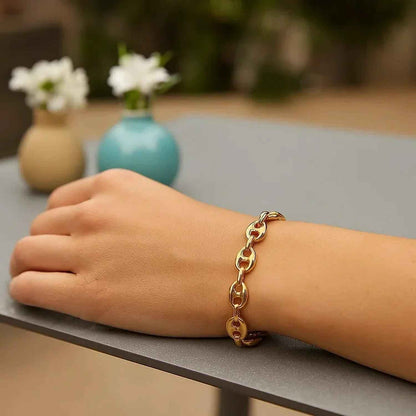 14k Yellow Gold Puffed Mariner Link Bracelet (6.80 mm)
