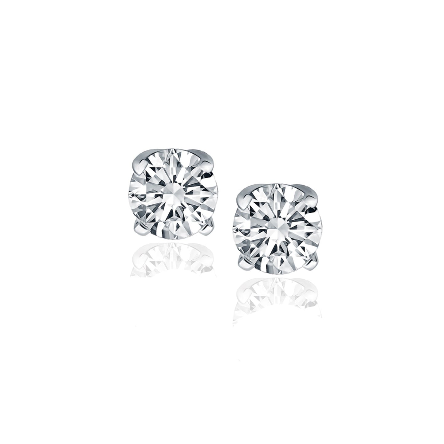14k White Gold Diamond Four Prong Stud Earrings (1 cttw) in a sleek high-contrast midnight luxury editorial style