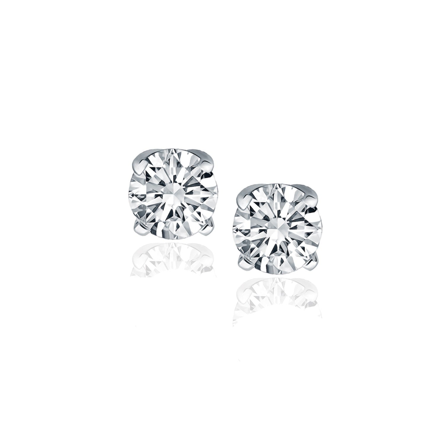 14k White Gold Diamond Four Prong Stud Earrings (1 cttw) in a sleek high-contrast midnight luxury editorial style
