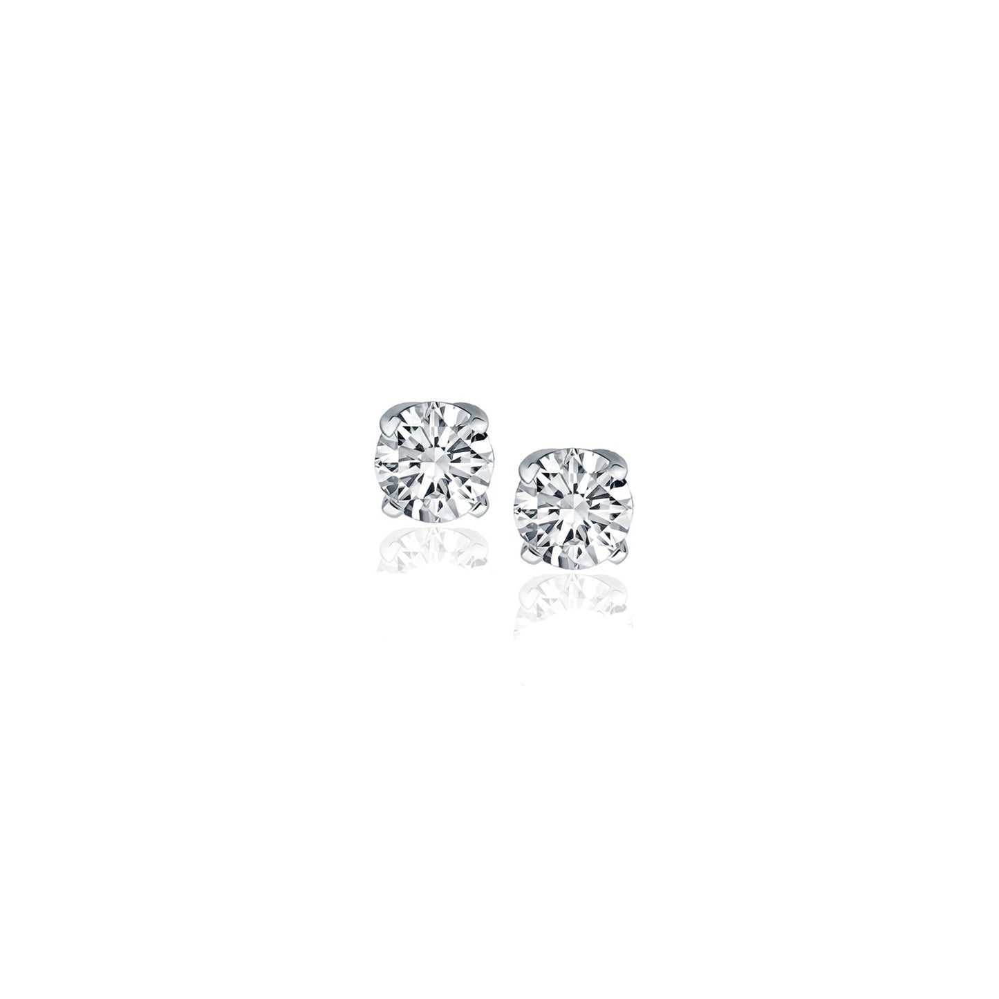 14k White Gold Diamond Four Prong Stud Earrings (1/4 cttw) in a sleek high-contrast midnight luxury editorial style