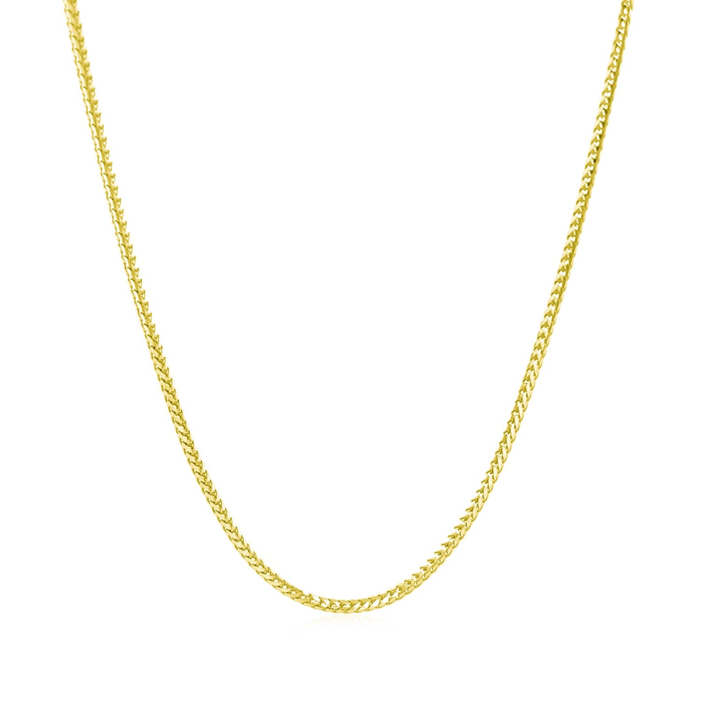 14k Yellow Gold Franco Chain (1.20 mm) in a sleek high-contrast midnight luxury editorial style