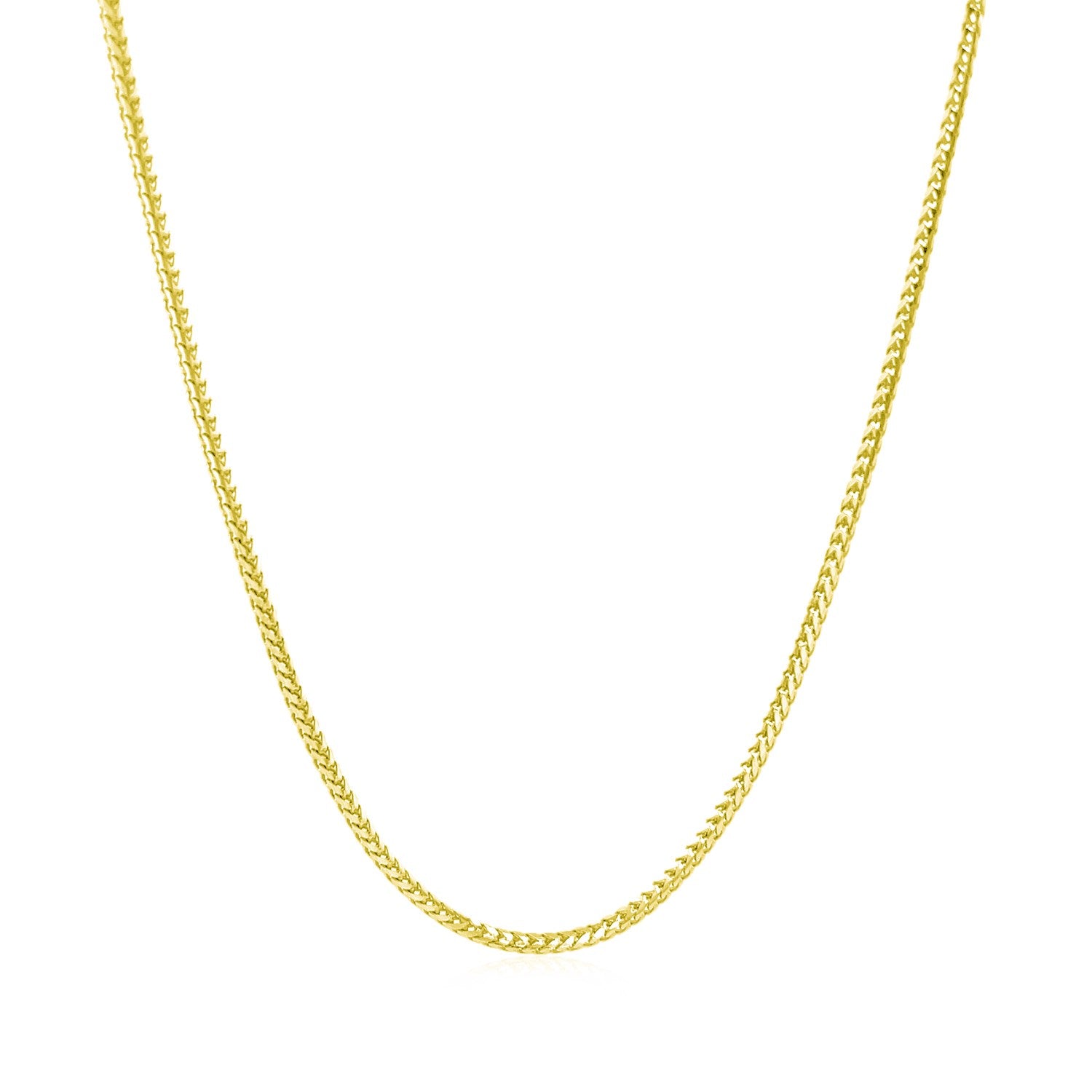 14k Yellow Gold Franco Chain (1.20 mm) in a sleek high-contrast midnight luxury editorial style