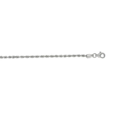 2.25mm 14k White Gold Diamond Cut Rope Anklet - Peelerie