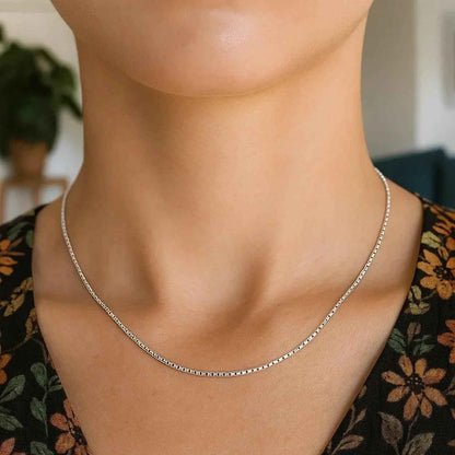 14k White Gold Classic Box Chain (0.60 mm)