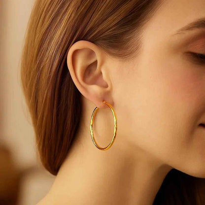 14k Yellow Gold Fancy Diamond Cut Extra Large Hoop Earrings (2x45mm)