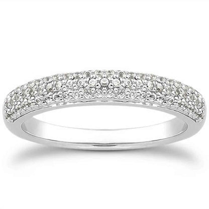 14k white gold band set with diamonds