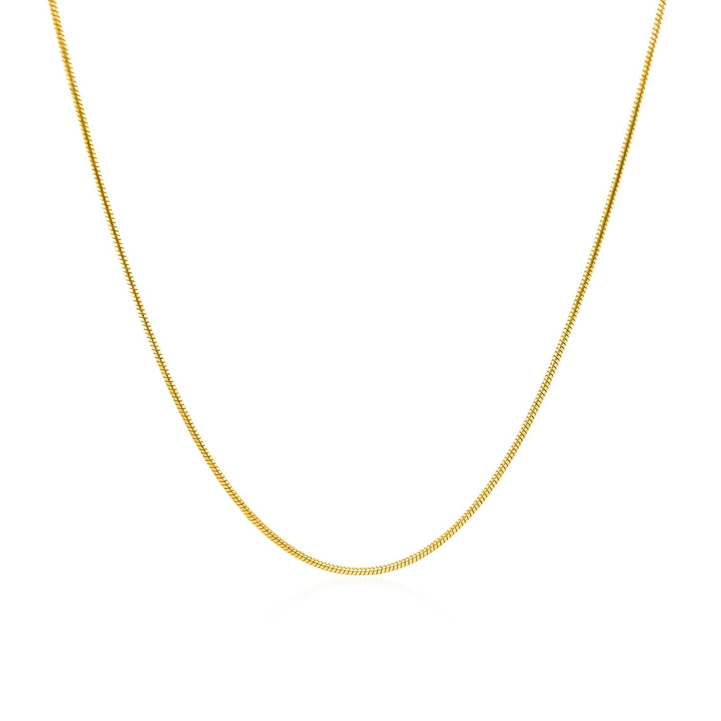 14k Yellow Gold Round Snake Chain (0.90 mm) in a sleek high-contrast midnight luxury editorial style