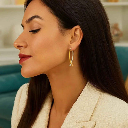 14k Two-Tone Gold Double Row Fancy Drop Earrings