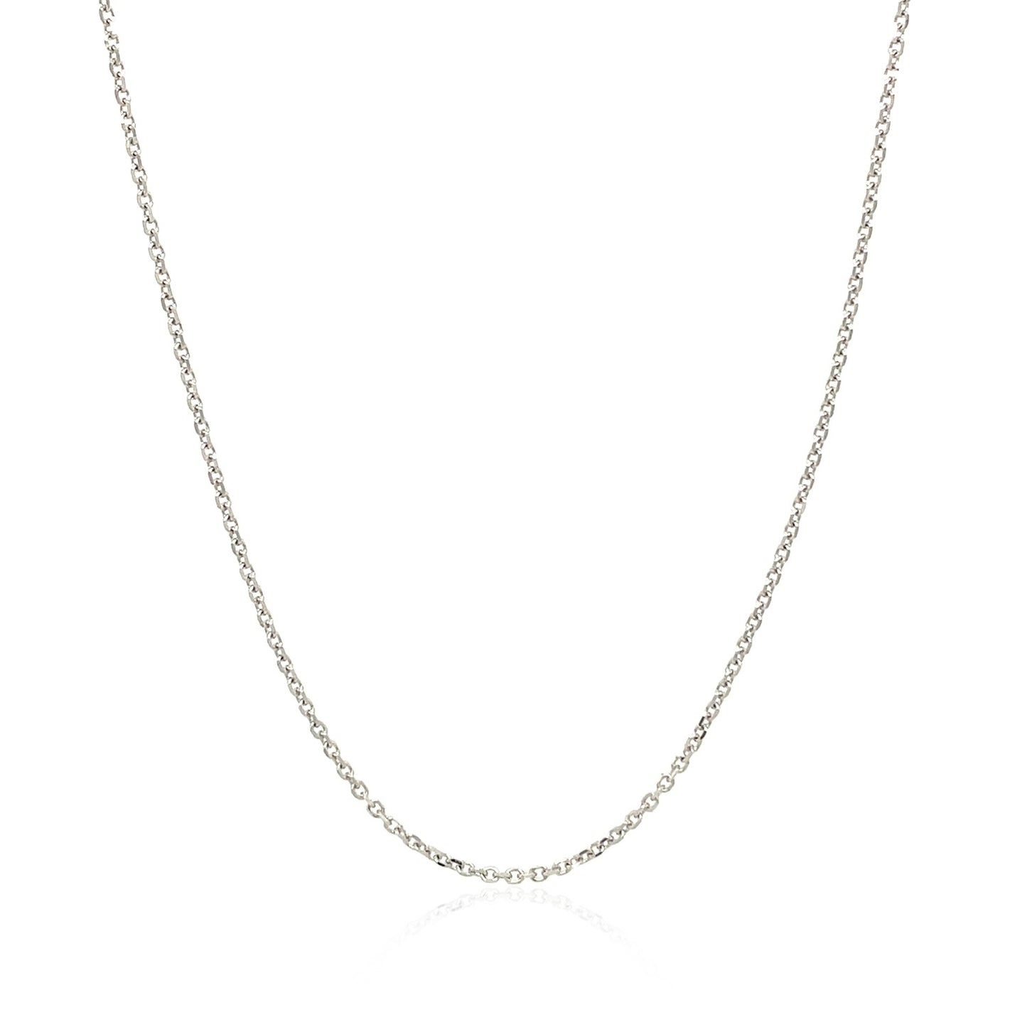 10k White Gold Cable Chain (1.10 mm) in a sleek high-contrast midnight luxury editorial style