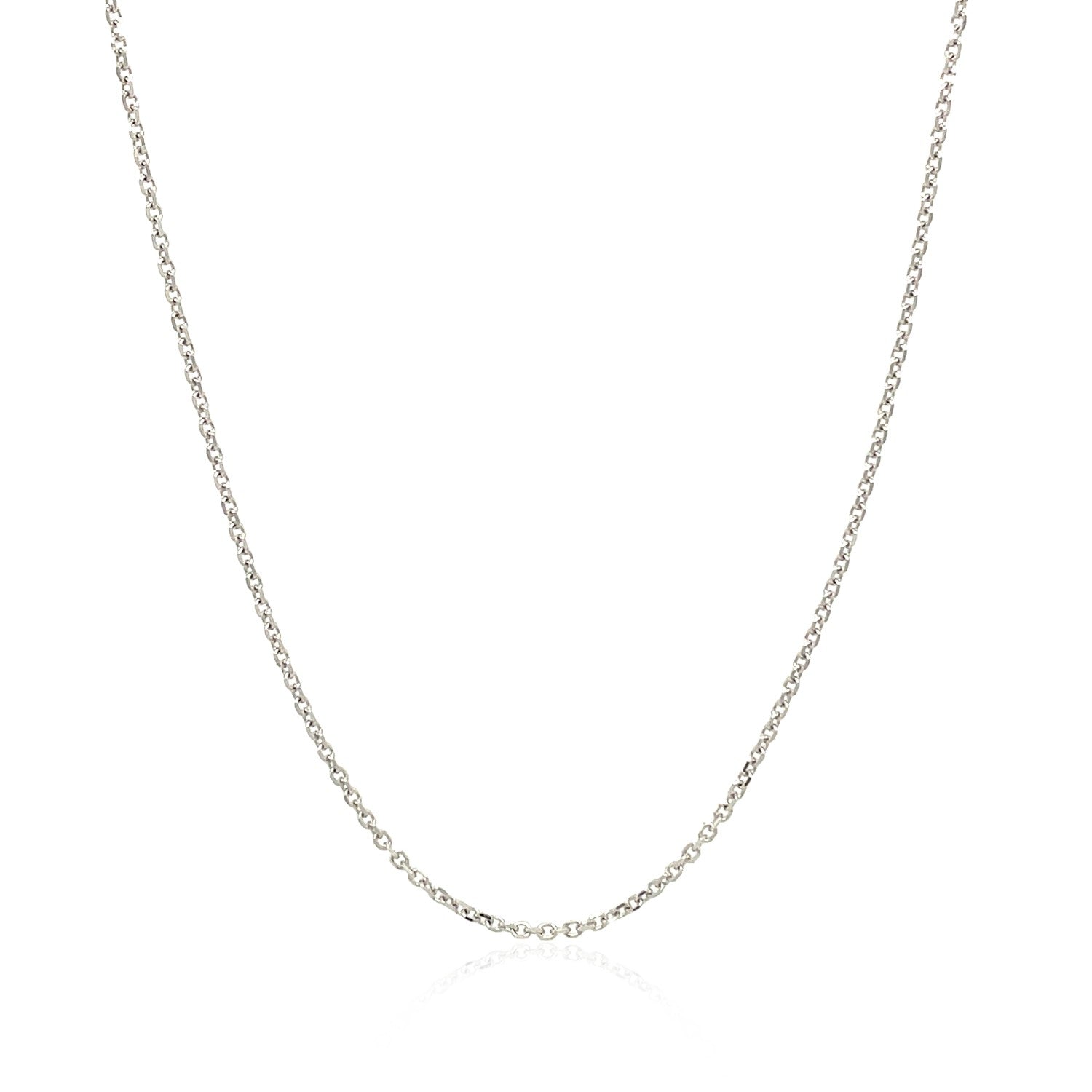 10k White Gold Cable Chain (1.10 mm) in a sleek high-contrast midnight luxury editorial style