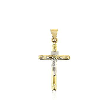 14k Two Tone Gold Cross Pendant - Peelerie