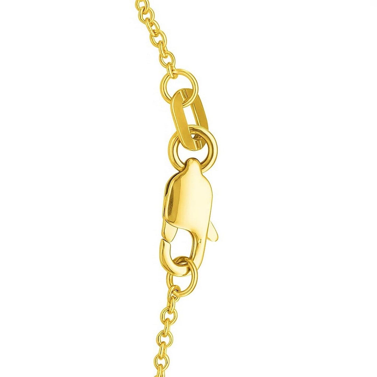 14k Yellow Gold Necklace with Polished and Textured Pebble Stations