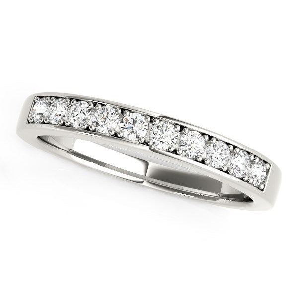 14k White Gold Classic Diamond Wedding Band (1/4 cttw) in a sleek high-contrast midnight luxury editorial style