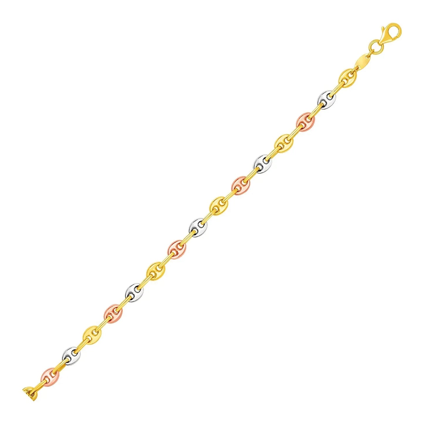 14k Tri Color Gold Mariner Link Anklet - Peelerie