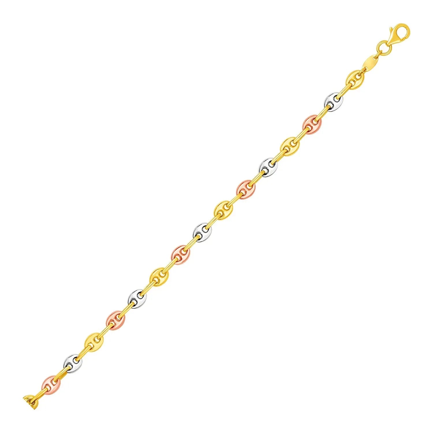 14k Tri Color Gold Mariner Link Anklet - Peelerie