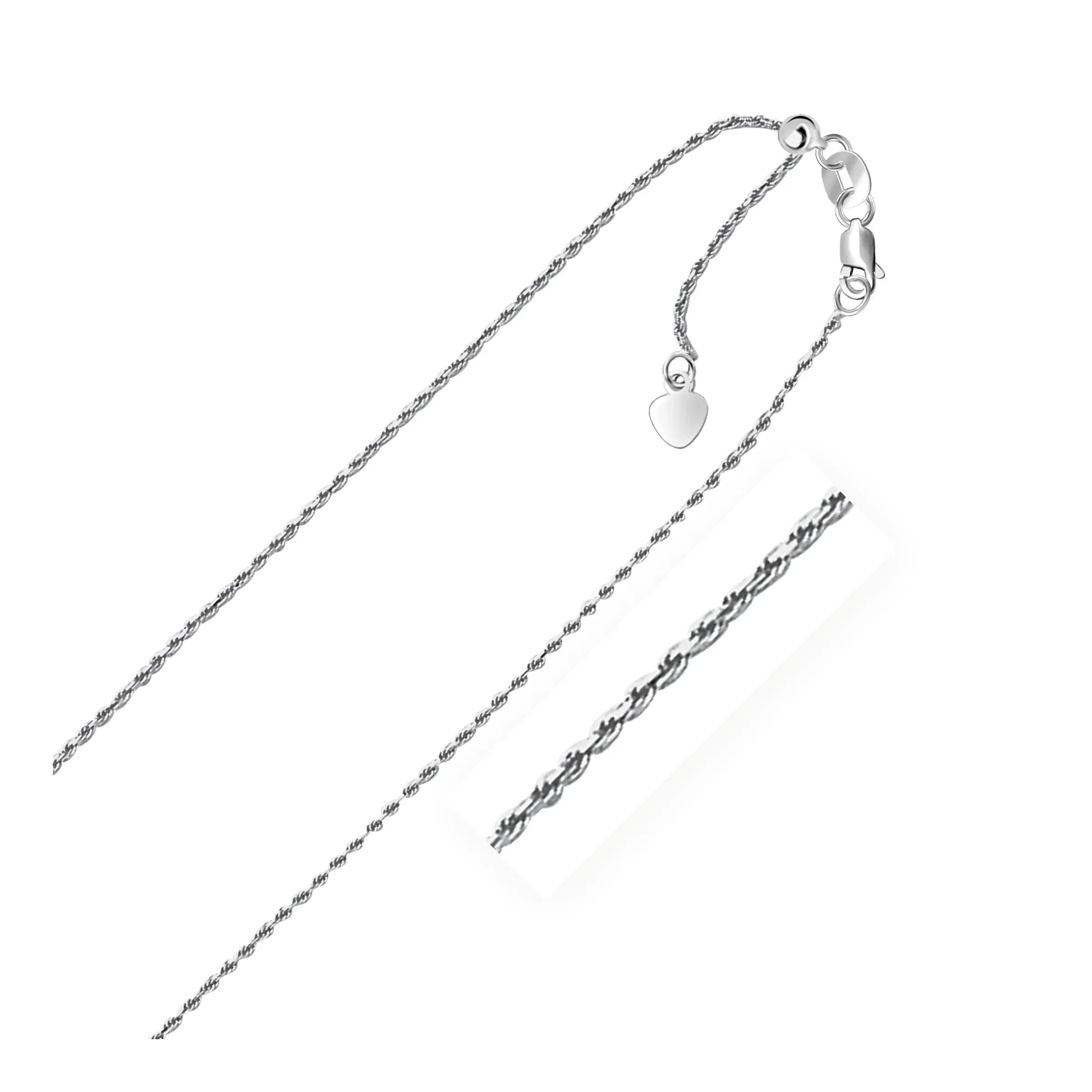 10k White Gold Adjustable Rope Chain (0.95 mm) - Peelerie