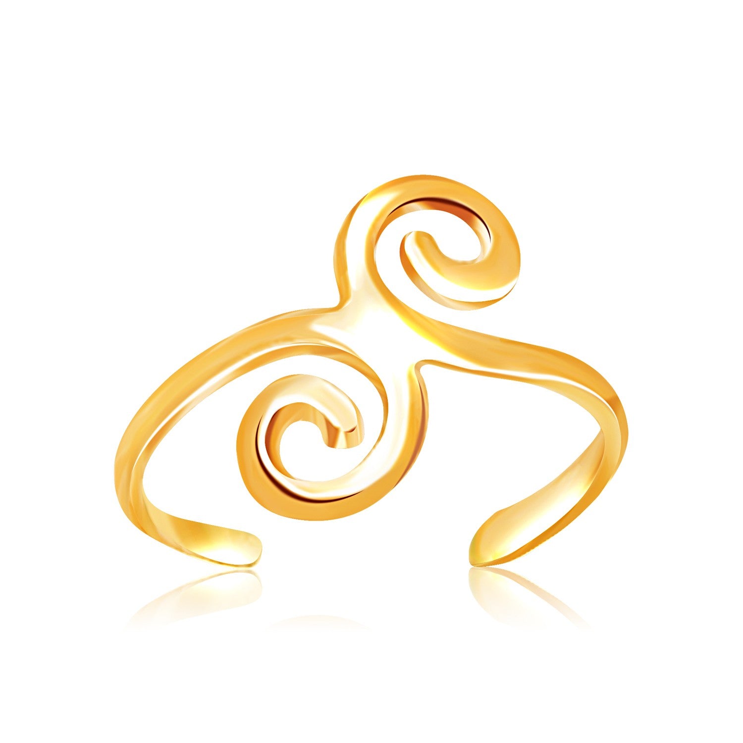 14k Yellow Gold Scrollwork Motif Toe Ring in a sleek high-contrast midnight luxury editorial style
