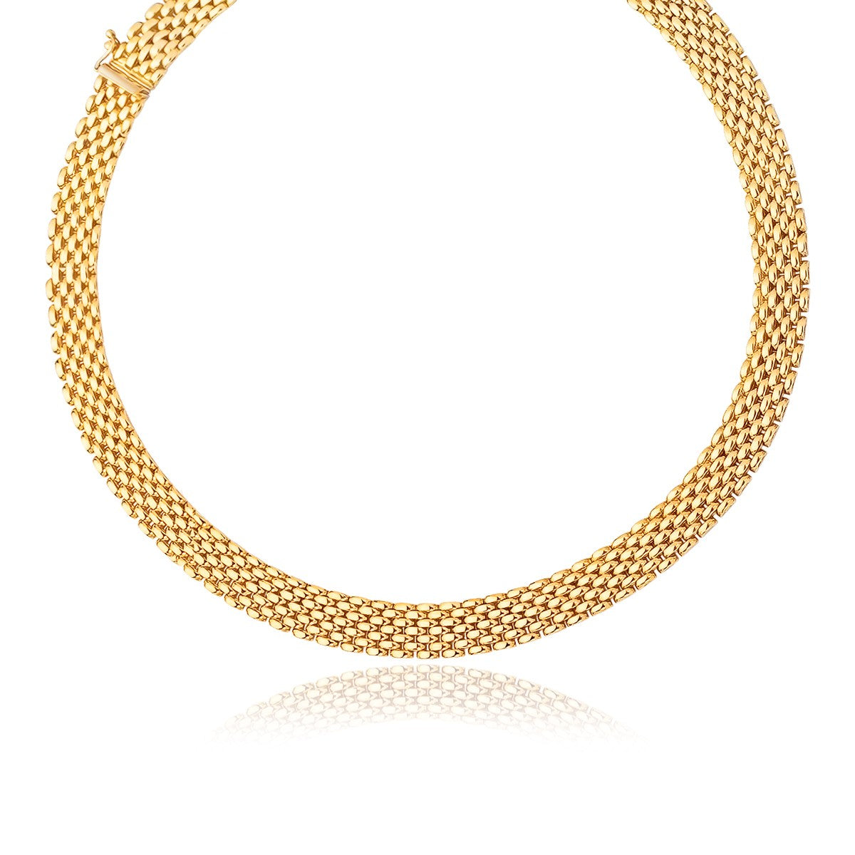 14k Yellow Gold Flexible Panther 9.0mm Line Necklace in a sleek high-contrast midnight luxury editorial style