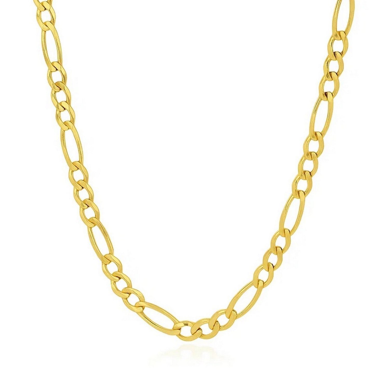 14k Yellow Gold Solid Figaro Chain (7.00 mm) in a sleek high-contrast midnight luxury editorial style