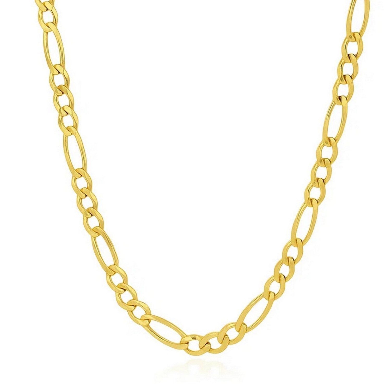 14k Yellow Gold Solid Figaro Chain (7.00 mm) in a sleek high-contrast midnight luxury editorial style