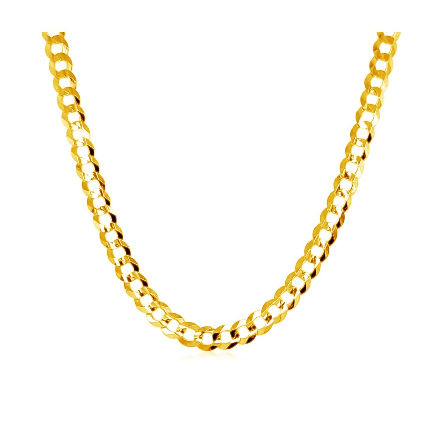 14k Yellow Gold Solid Curb Chain (3.60 mm) in a sleek high-contrast midnight luxury editorial style