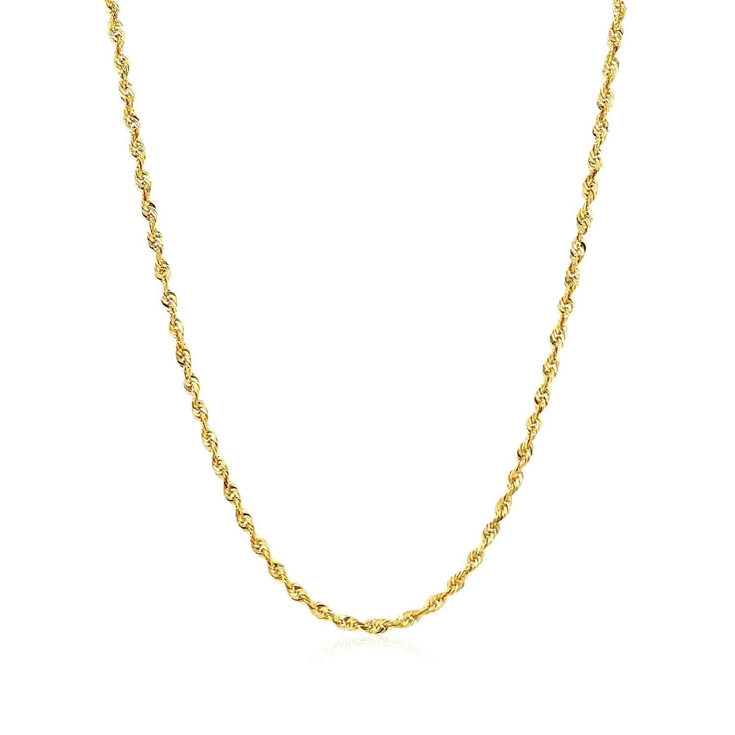 14k Yellow Gold Solid Diamond Cut Rope Chain (1.80 mm) in a sleek high-contrast midnight luxury editorial style