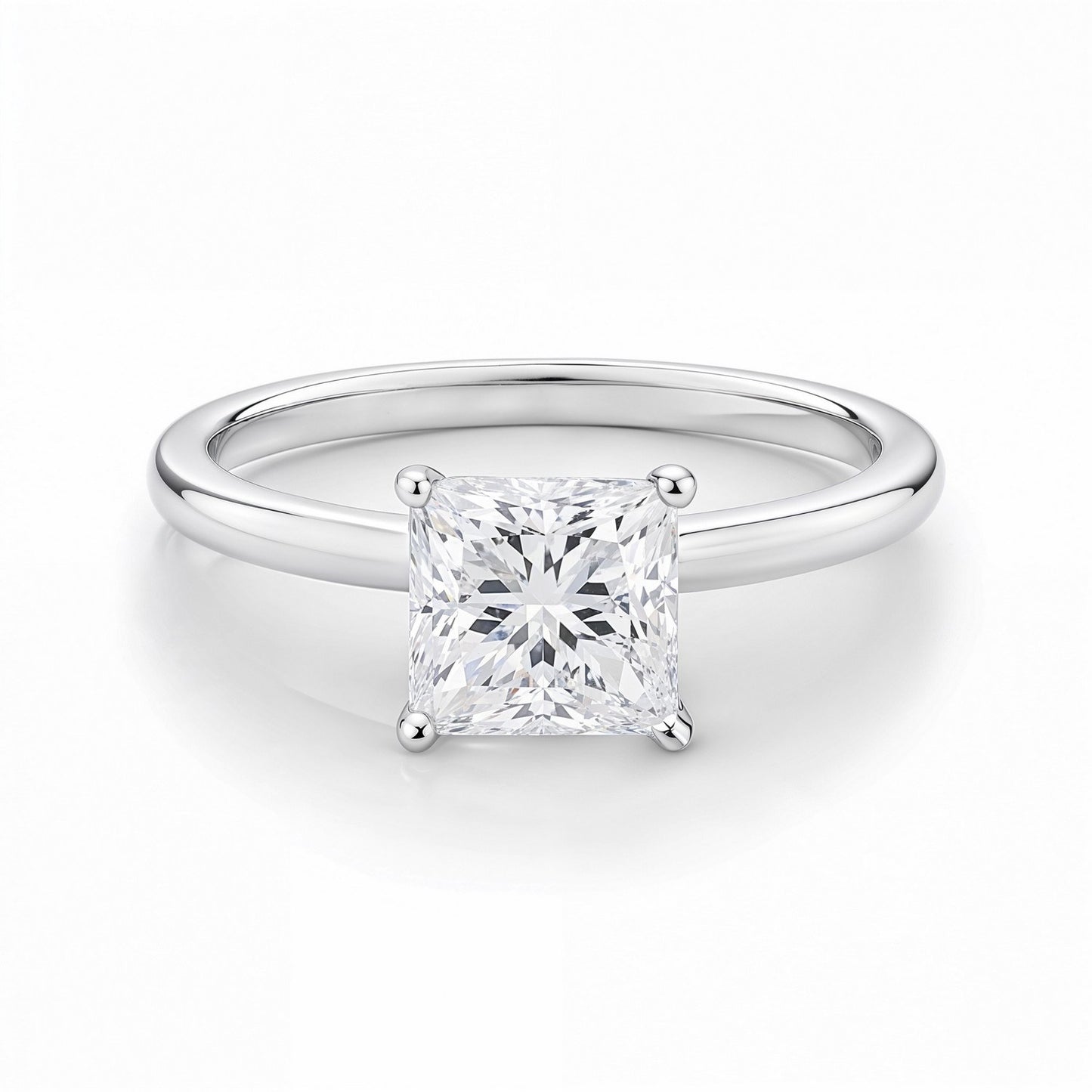 1 Carat Princess Lab Grown IGI G/VS1 Diamond Solitaire Ring in 14K White Gold
