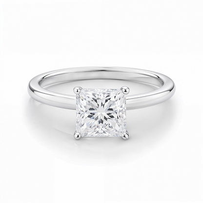 1 Carat Princess Lab Grown IGI G/VS1 Diamond Solitaire Ring in 14K White Gold