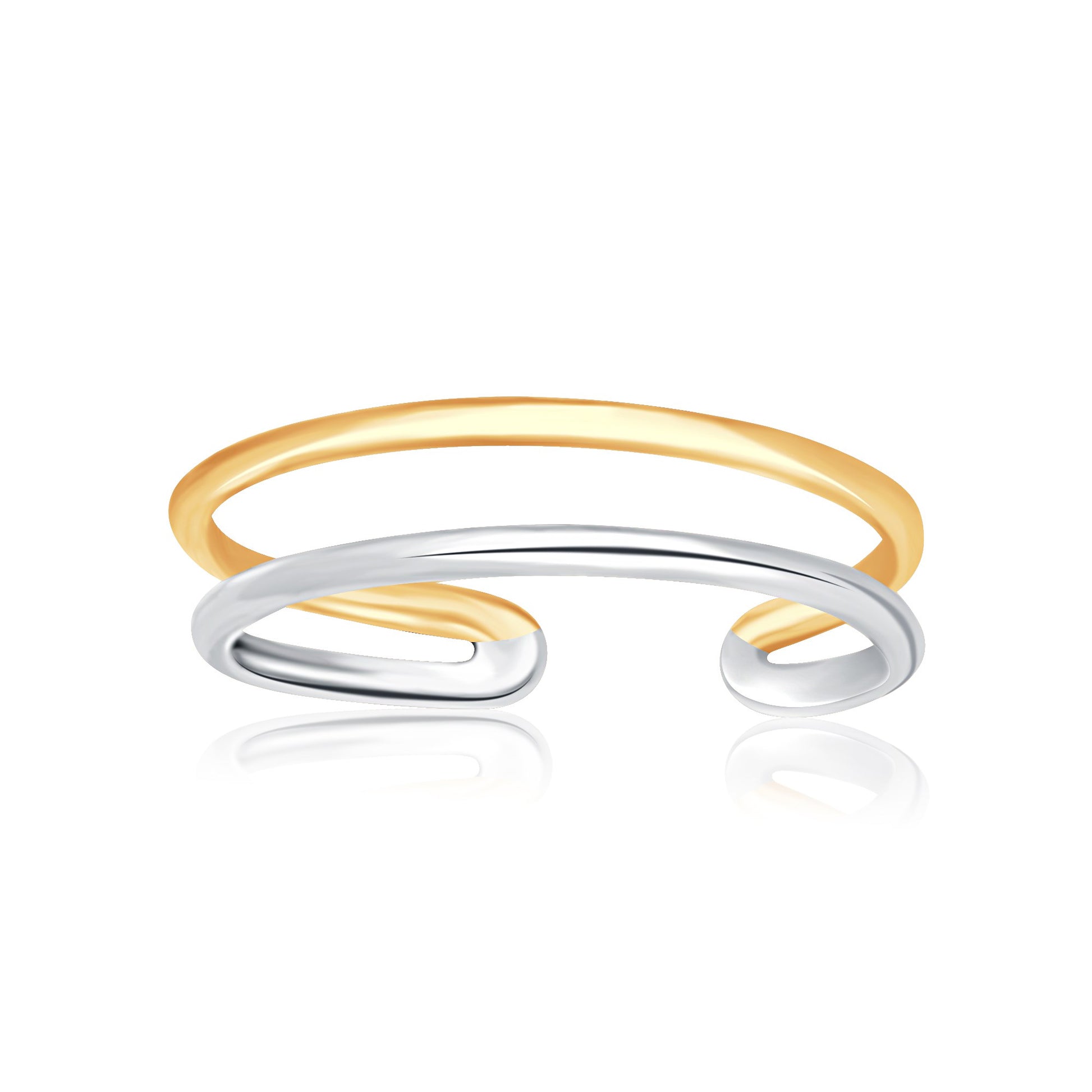 14k Two-Tone Gold Toe Ring with a Fancy Open Wire Style in a sleek high-contrast midnight luxury editorial style