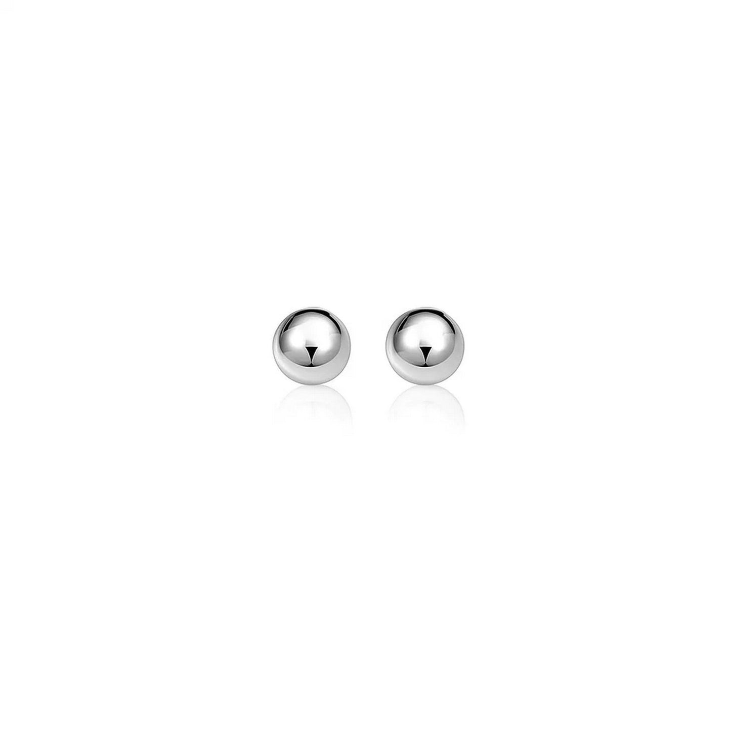 14k White Gold Classic Round Stud Earrings (6mm) in a sleek high-contrast midnight luxury editorial style