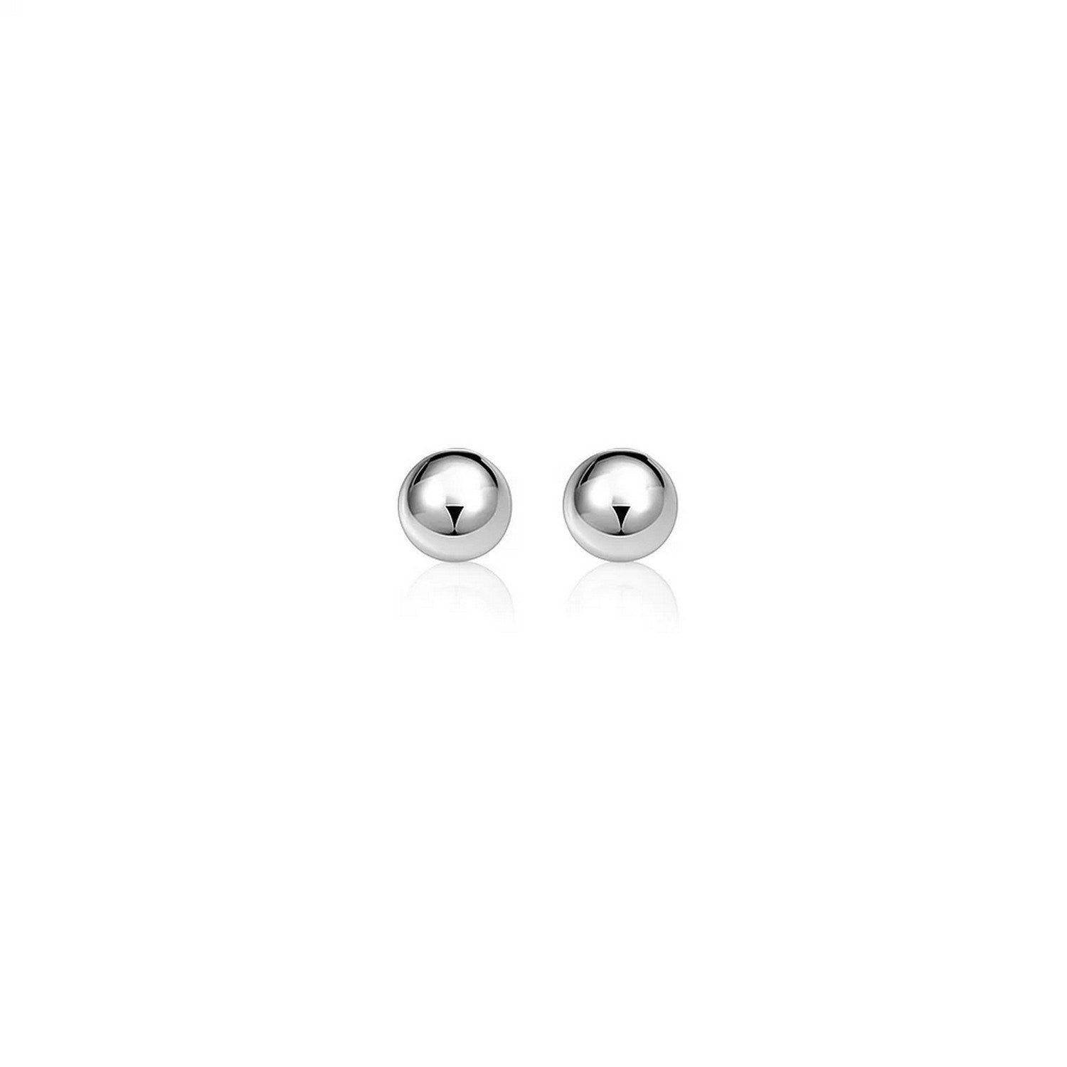 14k White Gold Classic Round Stud Earrings (6mm) in a sleek high-contrast midnight luxury editorial style