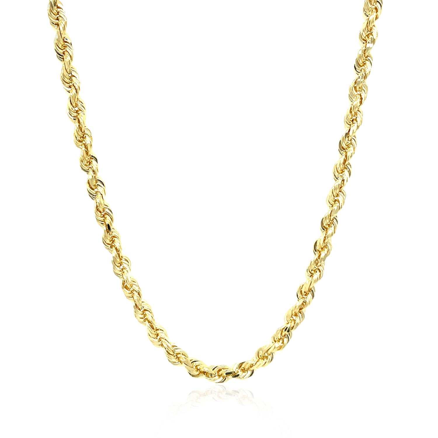 10k Yellow Gold Solid Diamond Cut Rope Chain (3.50 mm) in a sleek high-contrast midnight luxury editorial style