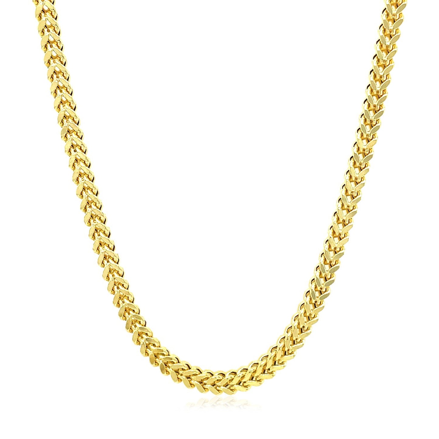 14K Yellow Gold Square Franco Chain (5.30 mm) in a sleek high-contrast midnight luxury editorial style
